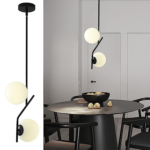 Modern Style Pendant Light Fixture Globe Chandelier Black Hanging Light Fixture for Kitchen Island Dinning Room Bedroom