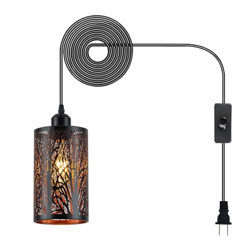 Industrial Black Plug in Pendant Light for Kitchen Island
