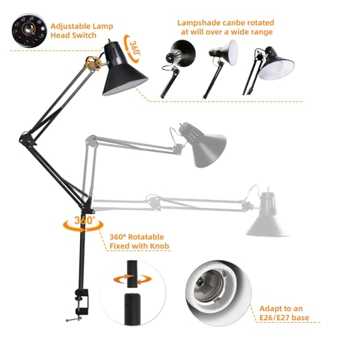 Black Desk Lamp with Clamp
