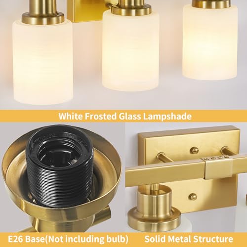 4 Light Gold Vanity Light Modern Bathroom Light Over Mirror 24in