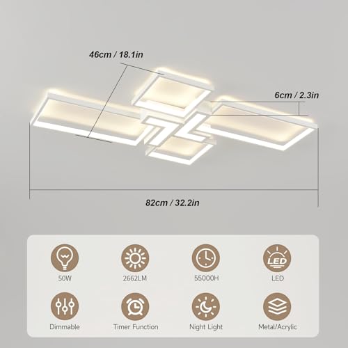 Modern Ceiling Light 32'' 50W 3000K