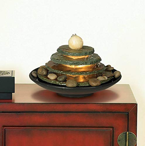 Pyramid 10" High Feng Shui Ball Lighted Table Indoor Small Fountain