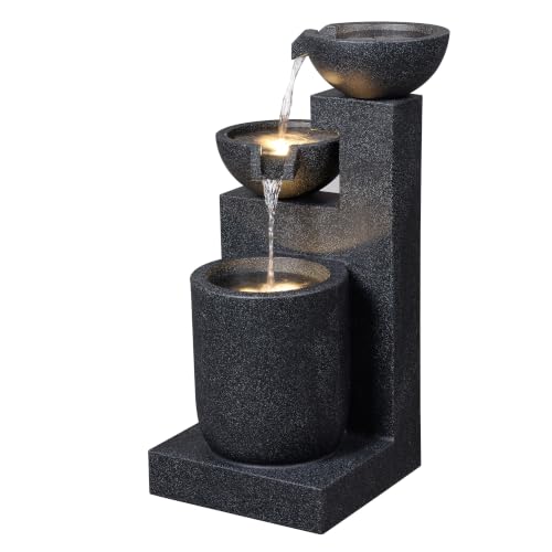 Black Modern Tiered Bowl Fountain
