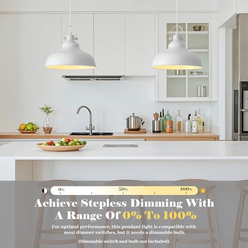 White Pendant Lights Kitchen Island 3 Pack