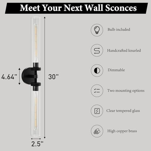 Knurled Brass Tube Wall Sconce