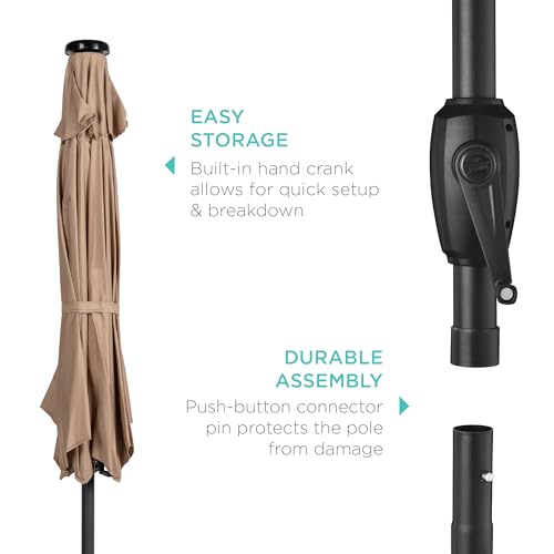 7.5ft Solar Umbrella LED Lighted Patio Umbrella