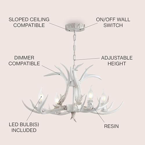 Eldora 4 Light Resin Antler Chandelier 26"
