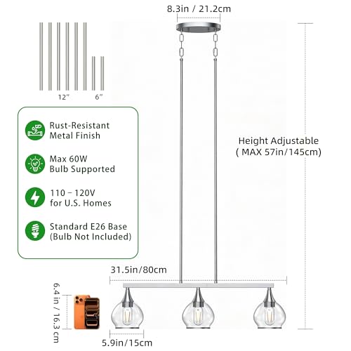 Kitchen Island Linear Pendant Light