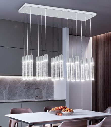 15 Lights Modern Crystal Chandelier LED Pendant Lighting Fixture for Kitchen Island Light Fixtures for Dining Room Hallway Foyer