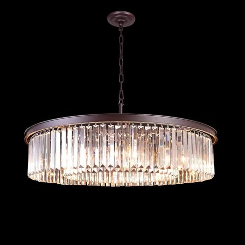 Oil Rubbed Bronze Crystal Chandeliers Modern Contemporary Ceiling Lights Fixtures Pendant Lighting for Dining Room Living Room Chandelier D33.5 8 Lights