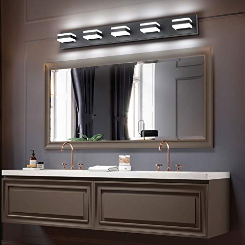 Black 5 Light Bathroom Vanity Lights Over Mirror LED Modern Vanity Lights for Bathroom 5 Lights ETL Listed