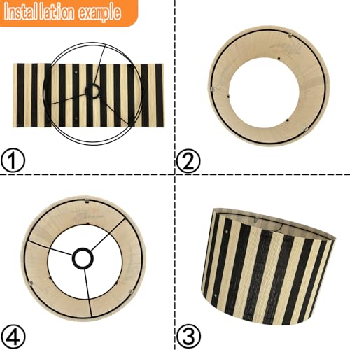 Modern Classical Pendant lamp shade Art decorative Black Stripes 13.8x9Inch