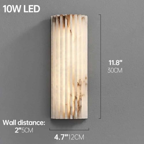 11.8in Natural Alabaster Wall Sconce Semicircle Marble Wall Light Hardwired