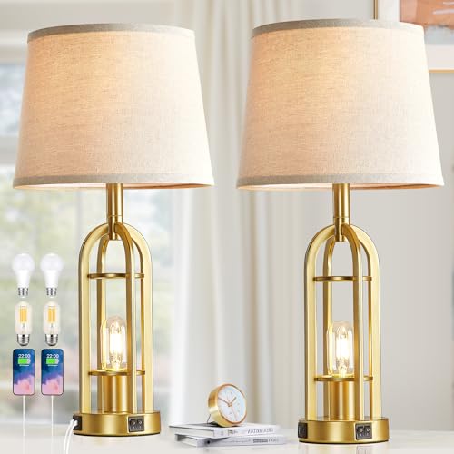 Gold Table Lamps for Living Room Set of 2 (2 Count)