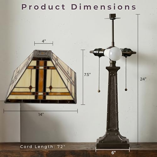 Tiffany Style Table Lamp with Stained Glass Shade
