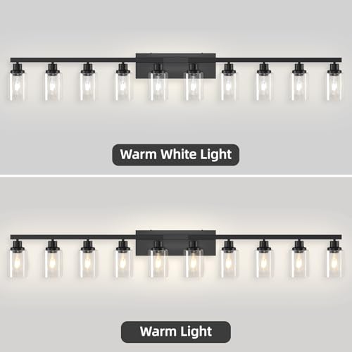 10 Light Vanity Light for Mirror Black Bathroom Light Fixtures 65in (10 Count)