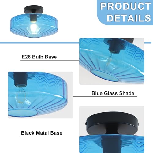 Blue Glass Ceiling Light