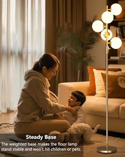 Dimmable Gold Globe Floor Lamp
