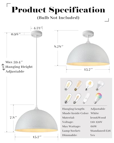 White Dome Pendant Light 1 Pack
