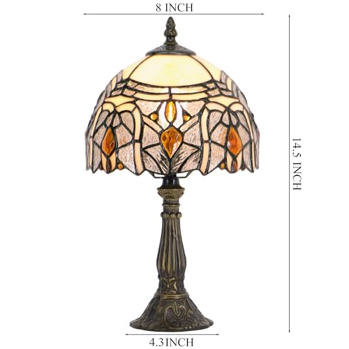 Tiffany Lamp Stained Glass Table Bedside Accent Light 8X8X14.5 inch