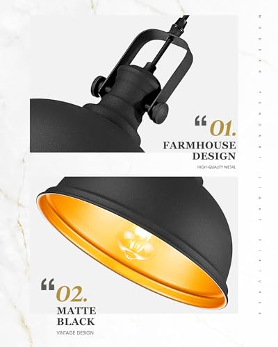 11.5" Matte Black Pendant Light for Kitchen Island