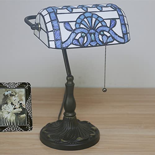 Tiffany Style Bankers Table Lamp Stained Glass Piano Desk Lamp Vintage Bedroom Bedside Lamp for Study