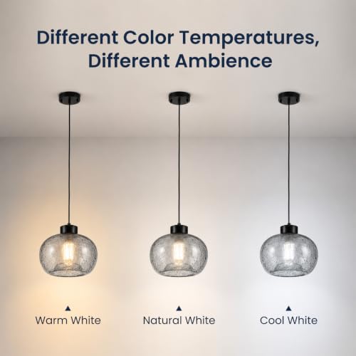 8.6" Black Grey Globe Seeded Glass Kitchen Island Pendant Light