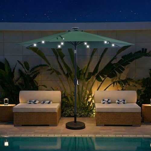 9FT Solar Patio Umbrella with 32 LED Lights