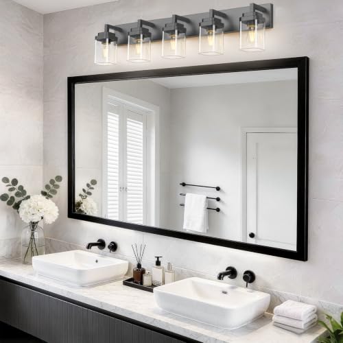Matte Black Bathroom Light Fixtures (Black / 5-Light)