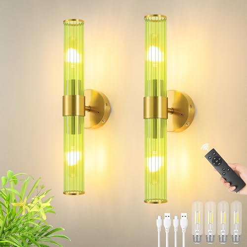 Gold Battery Operated Wall Sconces Set of 2 (2 Count)
