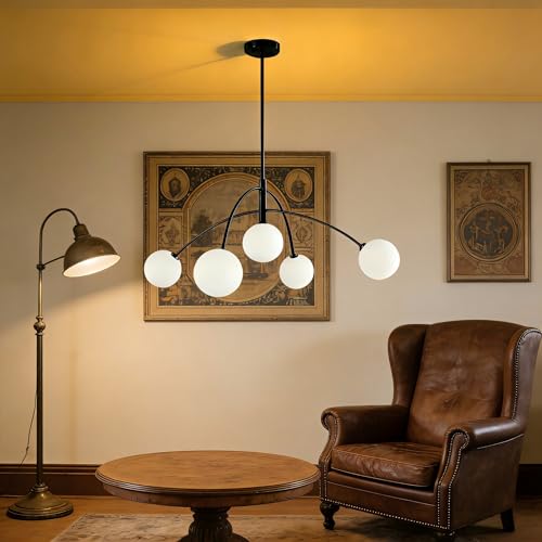 5 Light Contemporary Black Chandeliers for Dining Room Light Fixture
