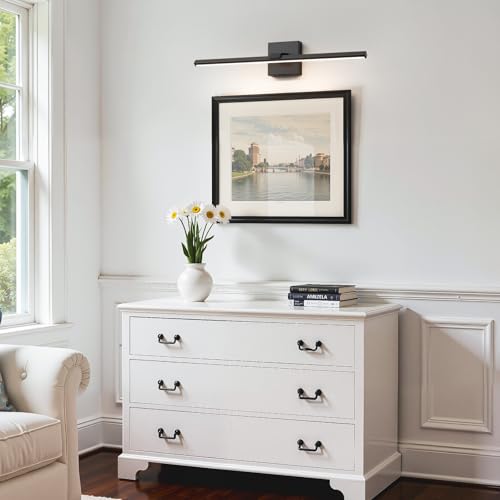 Black Bathroom Vanity Light 24 Inch Modern Bathroom Light Fixtures Over Mirror 18W Dimmable 5CCT LED Vanity Light Bar for Bathroom Mirror Cabinets Bedroom