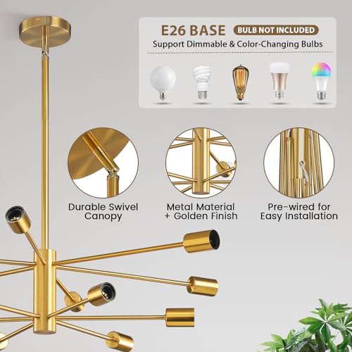 Modern Sputnik Chandelier Ceiling Light Fixture 12
