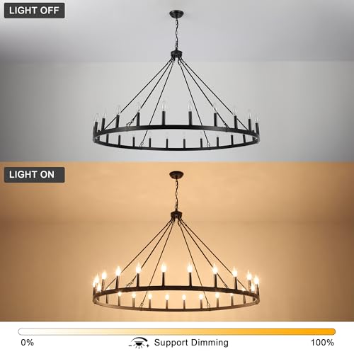52 inches Black Wagon Wheel Chandelier