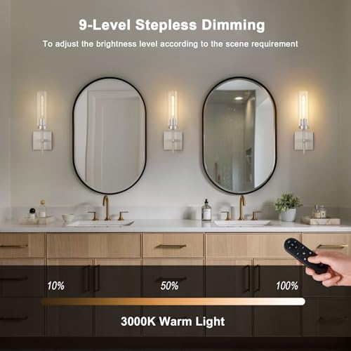 Brushed Nickel Battery Operated Wall Sconces with Remote Control