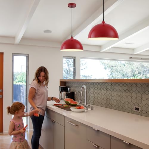 Red Farmhouse Pendant Light 11.8inches 2 Packs (2 Count)