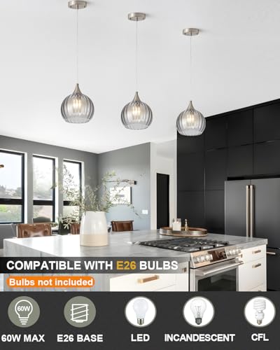 Brushed Nickel Pendant Lights Kitchen Island (2 Count)