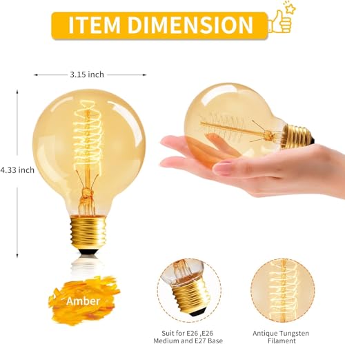 G80 Globe Edison Light Bulb (6 Count)