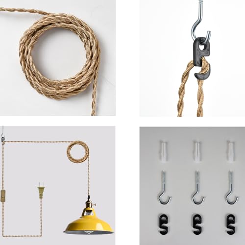 Nordic Plug in Hanging Pendant Light with Yellow Metal Barn Shade