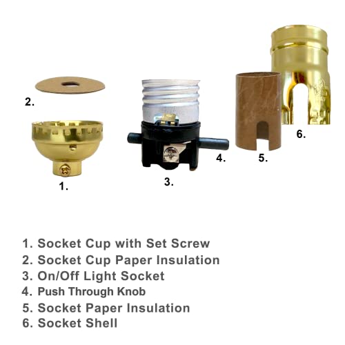 Push Through Lamp Socket for Incandescent or LED Bulbs