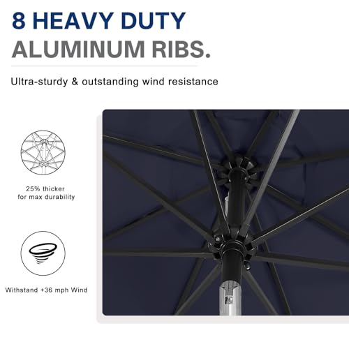 Solar Led Patio Umbrella with 32 Lights 11FT