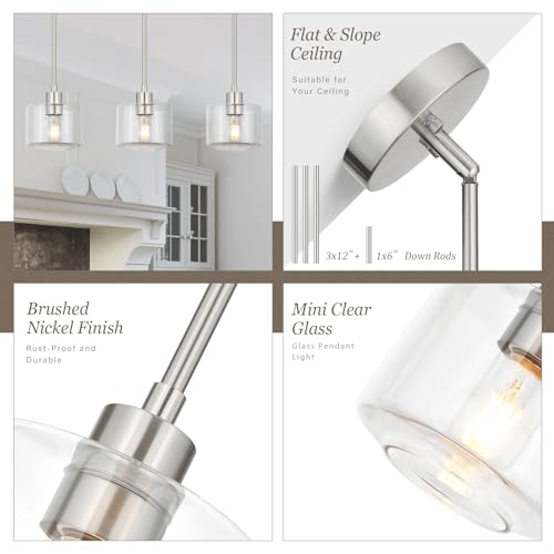 Brushed Nickel Pendant Lights Kitchen Island 2 Pack (2 Count)