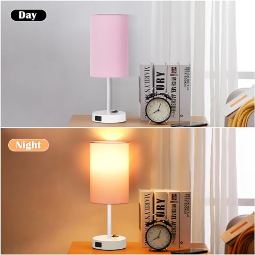 13.8'' Pink Small Table Lamp Set of 2 for Bedroom Bedside (2 Count)