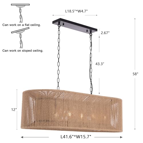 Boho Chandelier Light Fixture 42 Inch