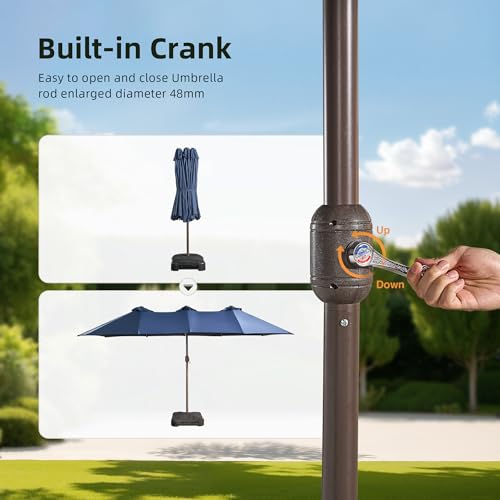 15 ft Large Patio Umbrella with Color Changing Lights