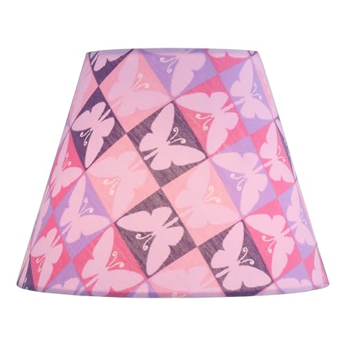 56044 Empire Uno Lamp Shade in Pink with Purple Butterfly Pattern