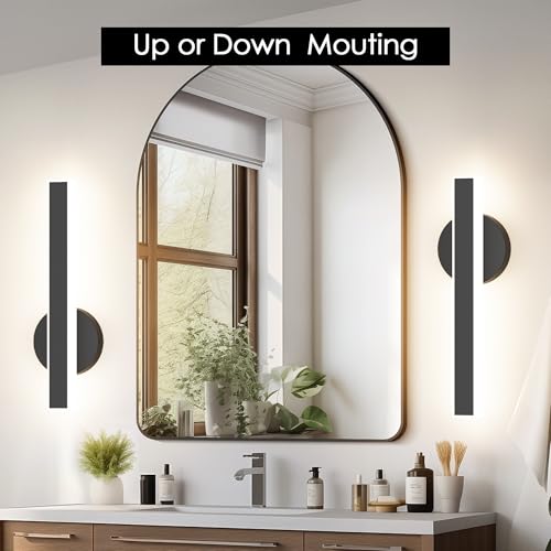 Black Wall Sconce Hardwired Modern LED 18W Wall Sconce Set of Two