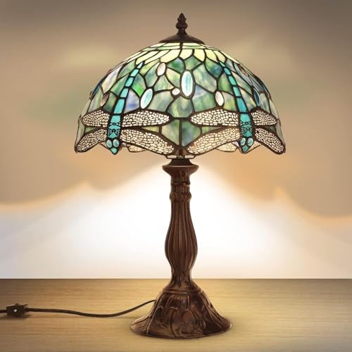 18" Tiffany Dragonfly Style Stained Glass Table Lamp