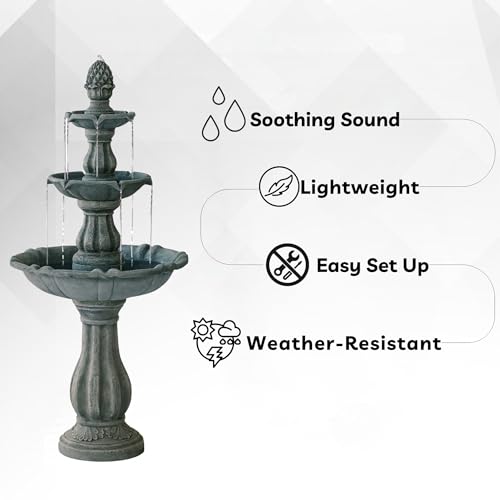 51" 3 Tier Outdoor Waterfall Fountain