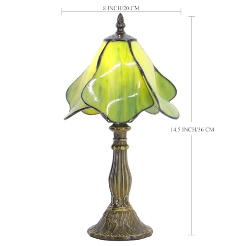 Small Tiffany Lamp Green Yellow Morning Glory Style W8H14.5 Inch